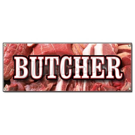 Signmission BUTCHER BANNER SIGN shop meat quality usda beef pork poultry steak roast seafood B-Butcher